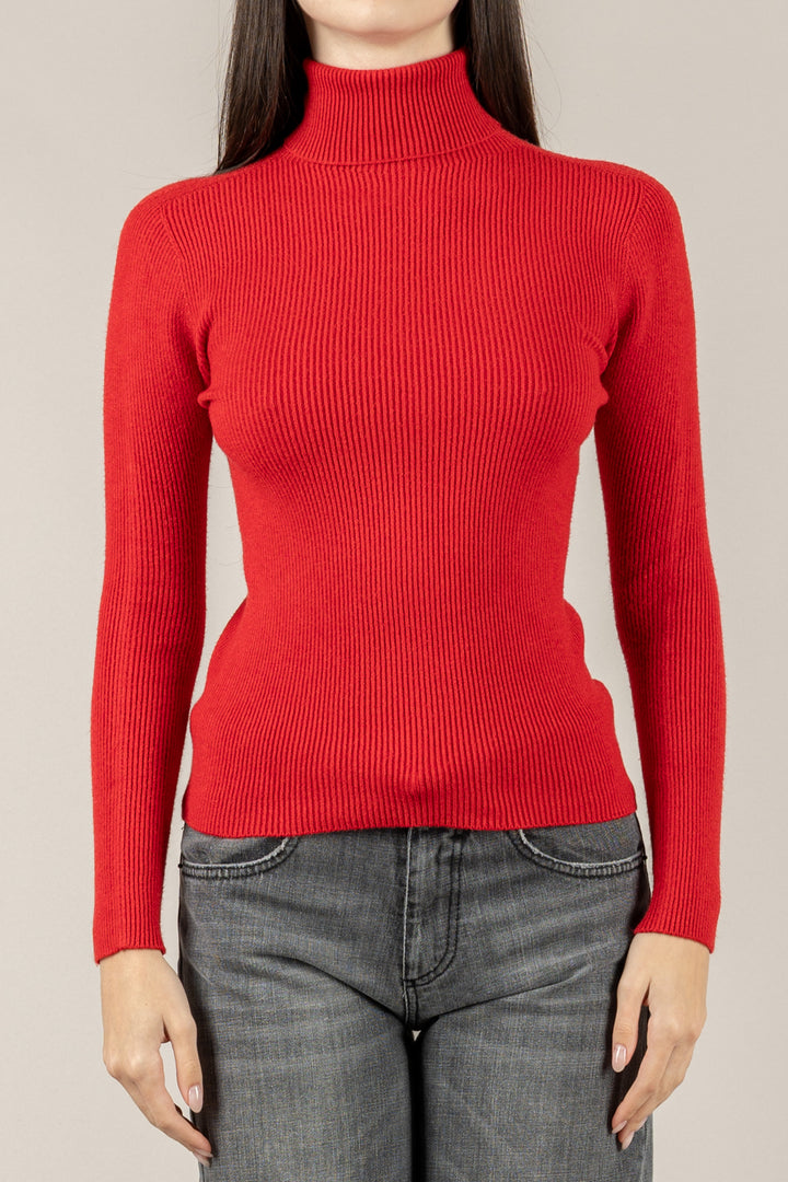 VICOLO - 77314F - MAGLIA A COSTINE COLLO ALTO