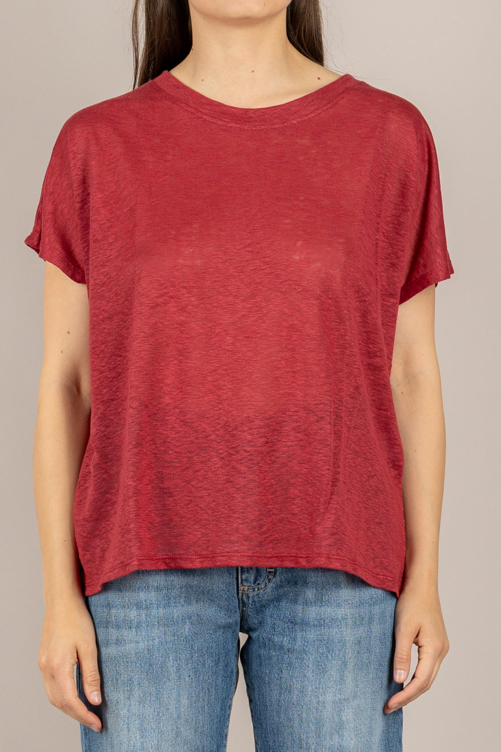 EMUNA' - BI25169 - T-SHIRT IN LINO BORDO
