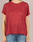EMUNA' - BI25169 - T-SHIRT IN LINO BORDO