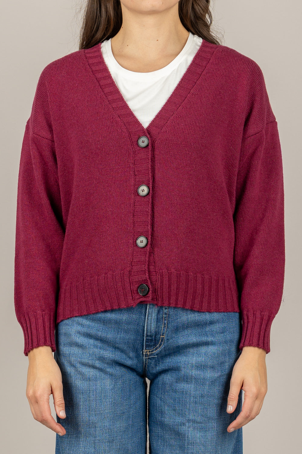 VICOLO - 77104F - CARDIGAN SCOLLO A V A COSTINE