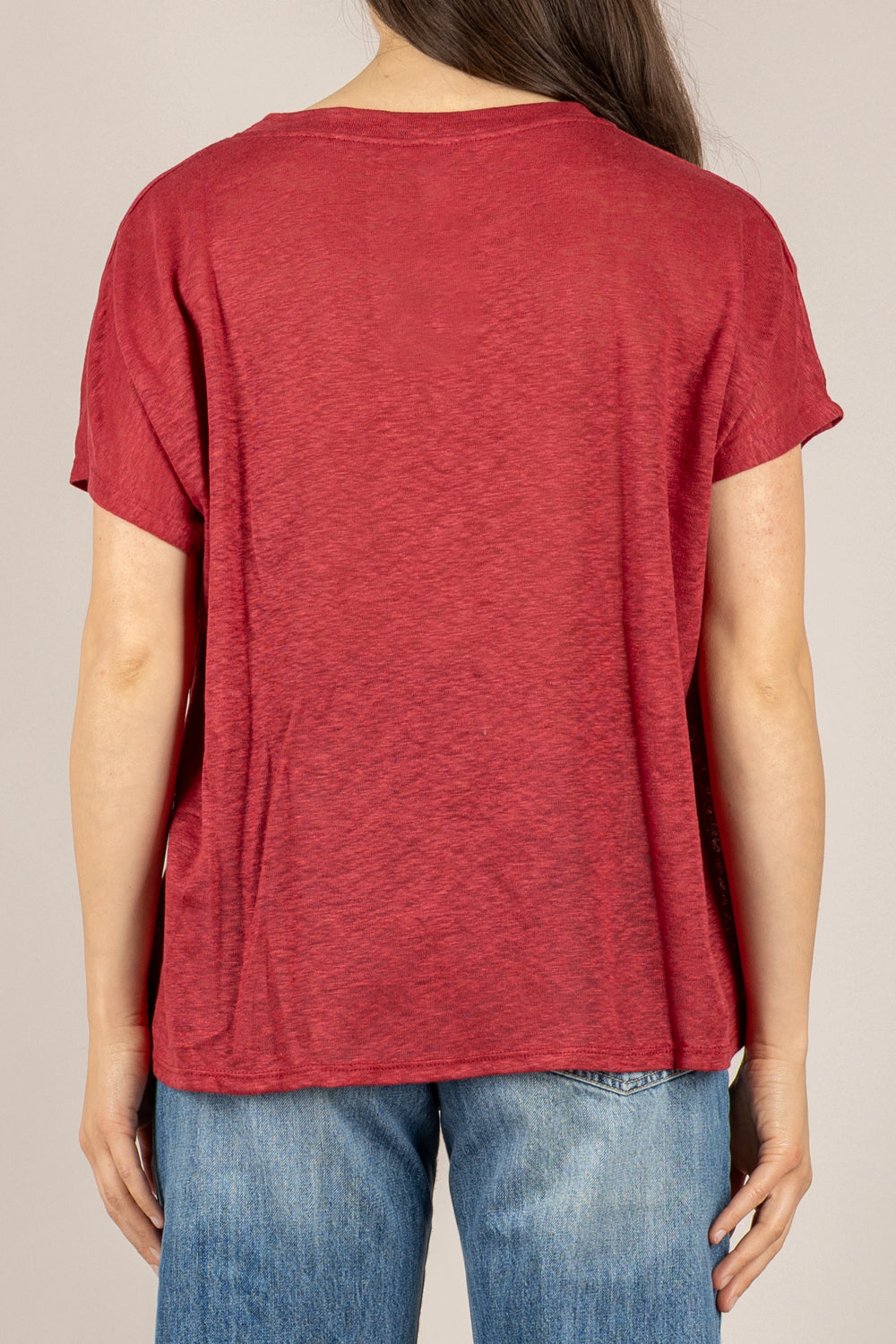 EMUNA' - BI25169 - T-SHIRT IN LINO BORDO