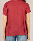 EMUNA' - BI25169 - T-SHIRT IN LINO BORDO