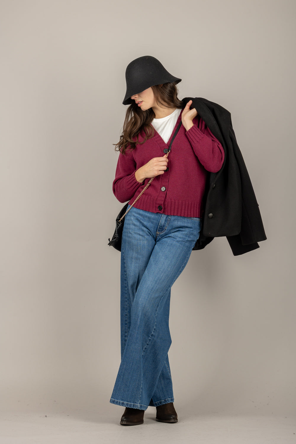 VICOLO - 77104F - CARDIGAN SCOLLO A V A COSTINE