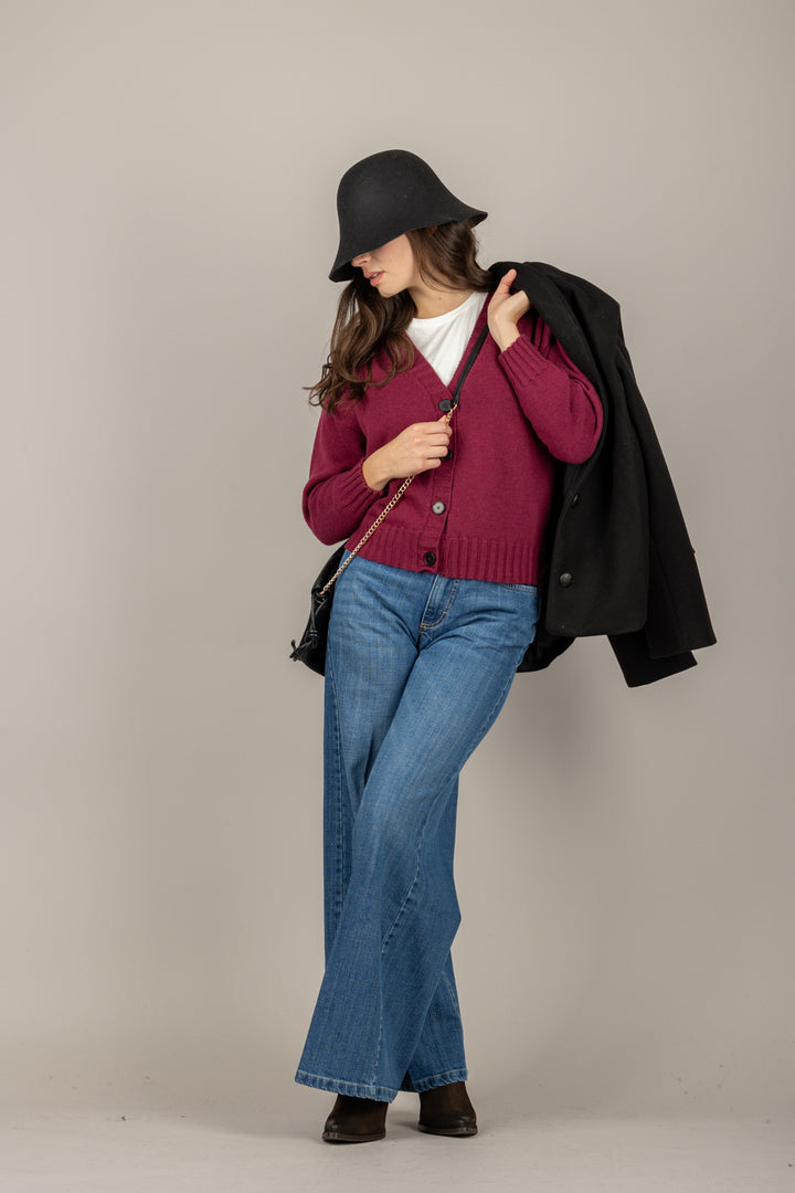 VICOLO - 77104F - CARDIGAN SCOLLO A V A COSTINE