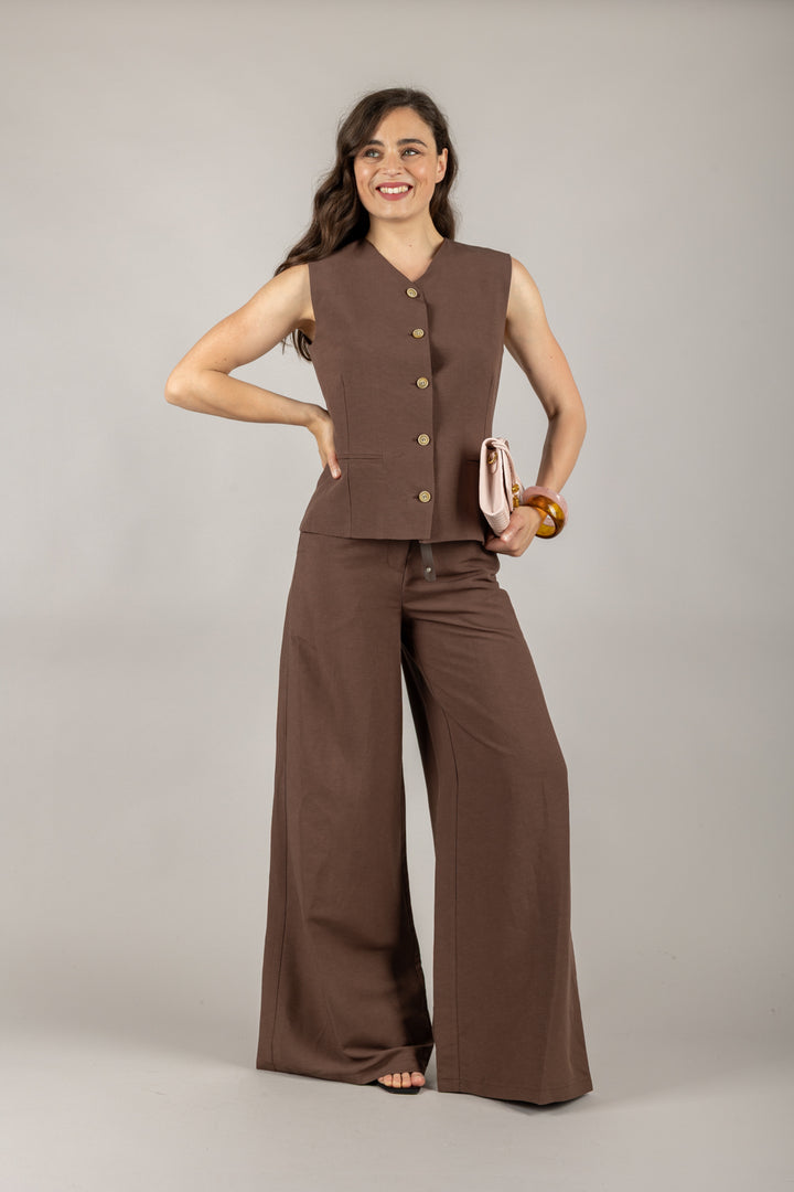 TENSIONE IN - 25P7641 - PANTALONE PALAZZO CON CINTA