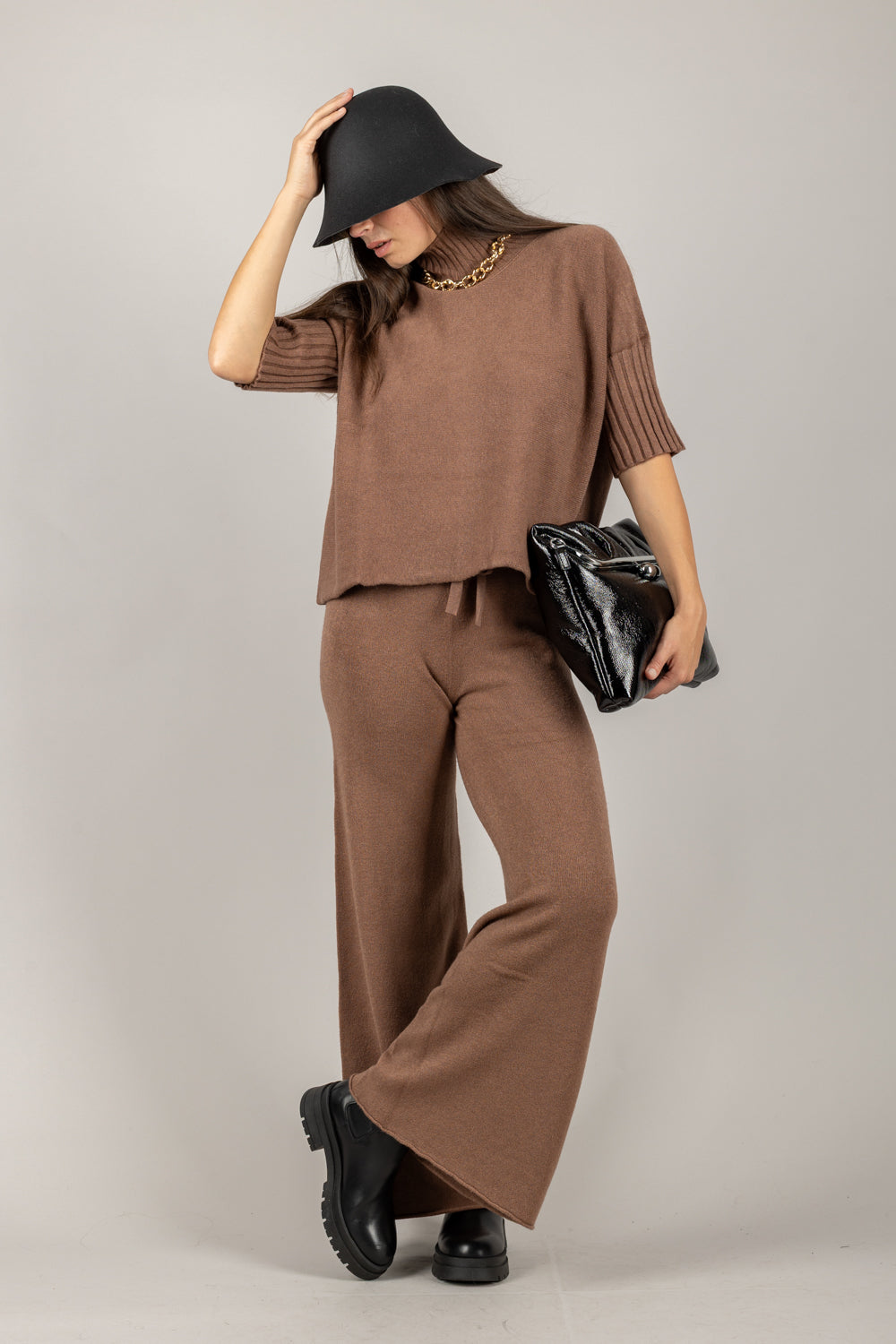 KONTATTO - FA100N - PANTALONE IN MAGLIA CON COULISSE