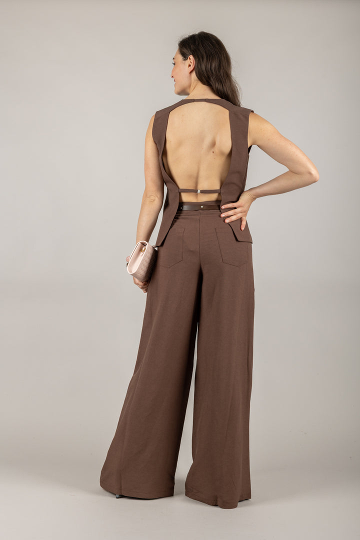TENSIONE IN - 25P7641 - PANTALONE PALAZZO CON CINTA