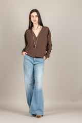 VICOLO - 2AB2074 - CARDIGAN CON CHIUSURA FRONTALE E LATERALE MORO