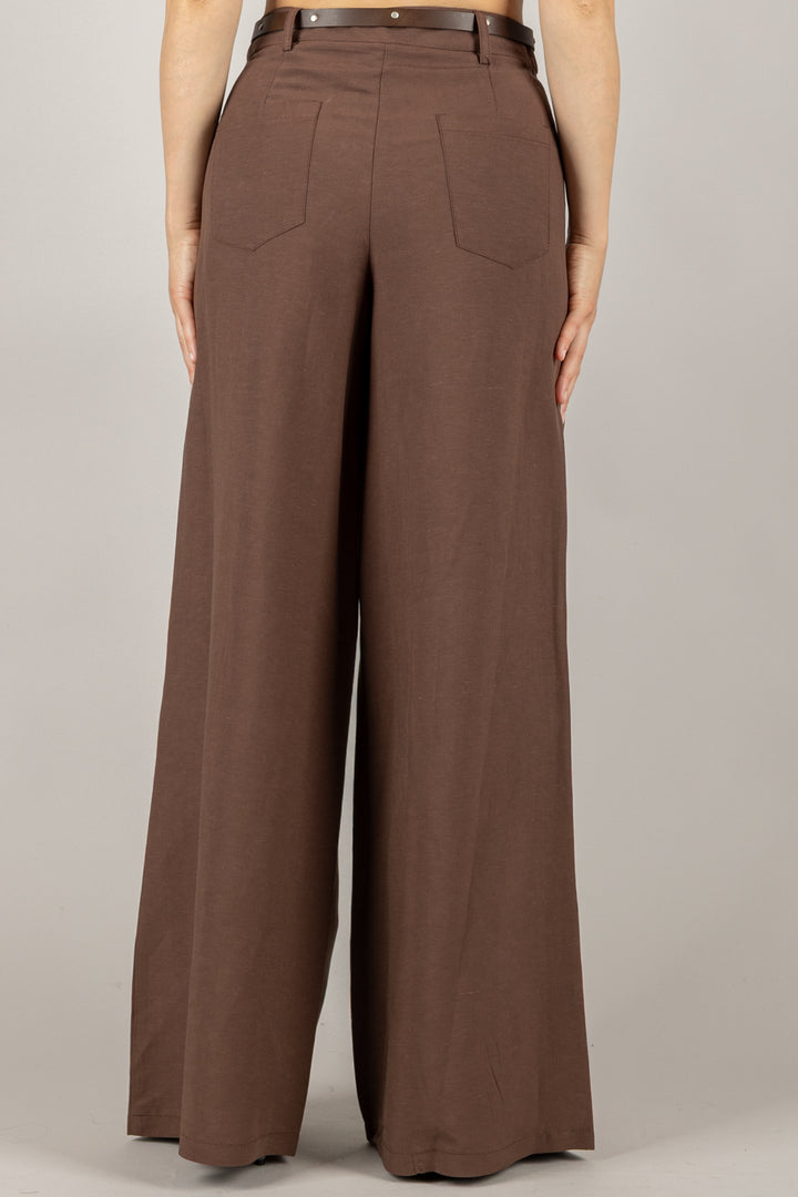 TENSIONE IN - 25P7641 - PANTALONE PALAZZO CON CINTA