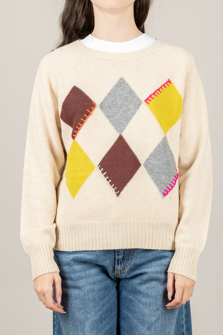 DIXIE - M440Y141 - MAGLIA GIROCOLLO CON ROMBI COLORATI