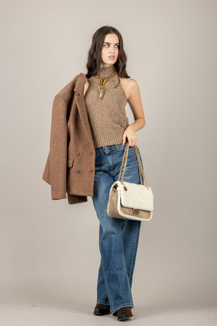 DIXIE - M223Y220 - CANOTTA IN LANA COLLO ALTO SMANICATA