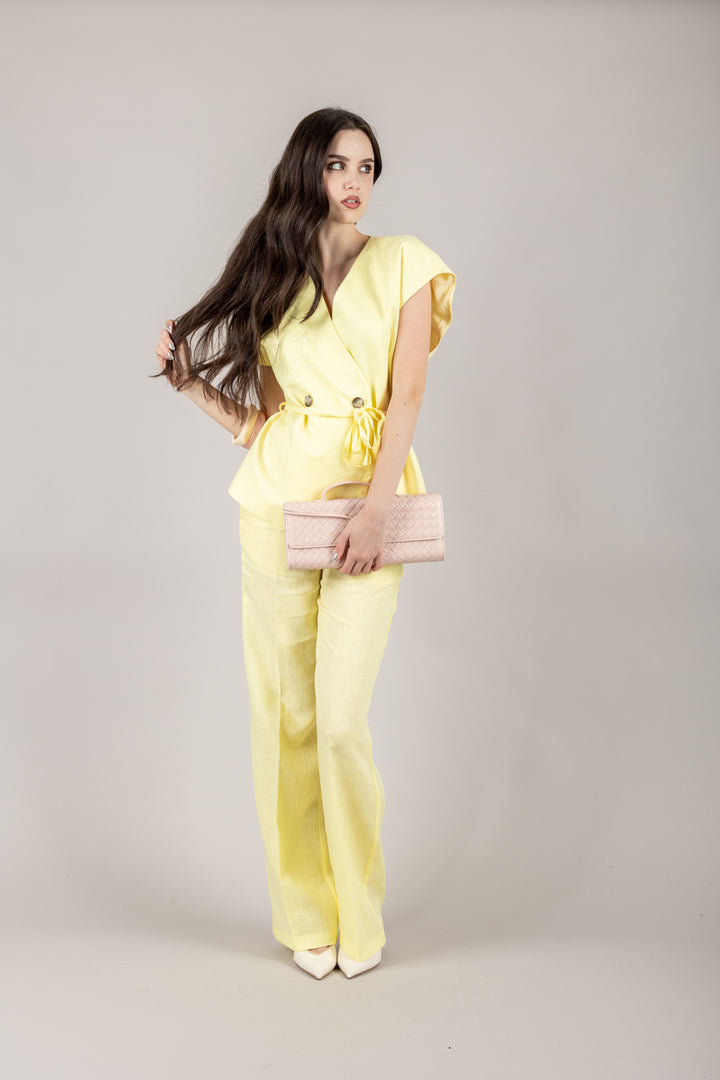 VICOLO - TD1872 - PANTALONE PALAZZO LINO