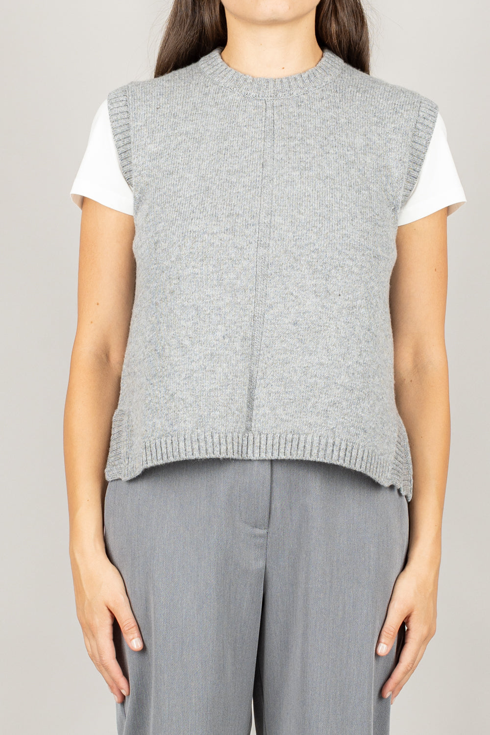 VICOLO - 77215F - GILET GIROCOLLO CON DETTAGLIO FRONTALE