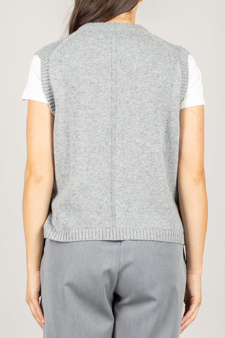 VICOLO - 77215F - GILET GIROCOLLO CON DETTAGLIO FRONTALE