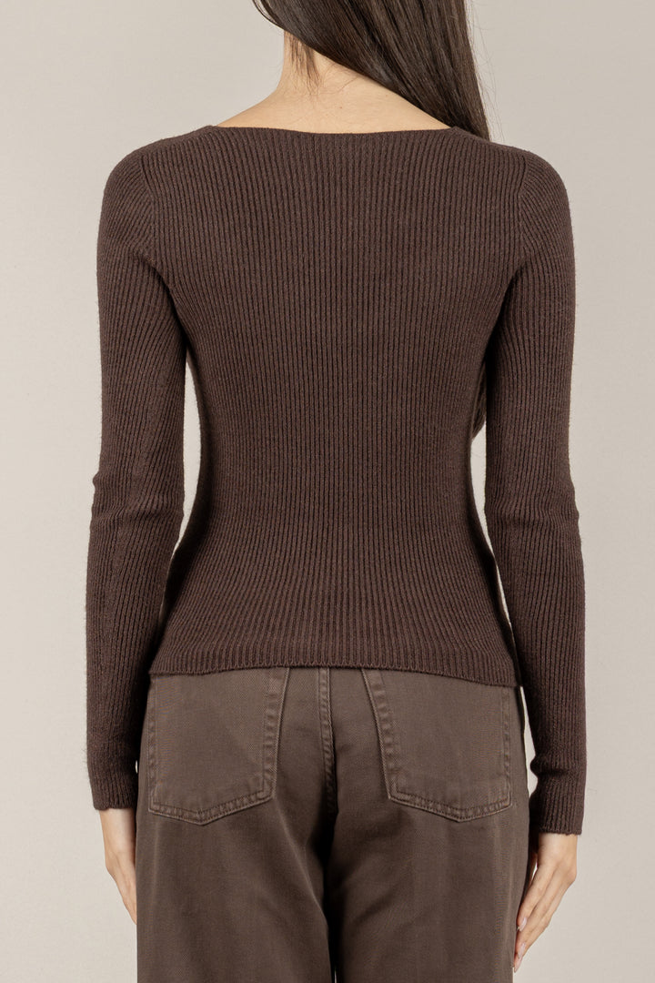 VICOLO - 77316F - MAGLIA A COSTINE CON SCOLLO TONDO