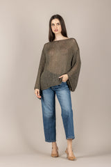 VICOLO - 3AB3026 - MAGLIA IN FETTUCCIA MILITARE