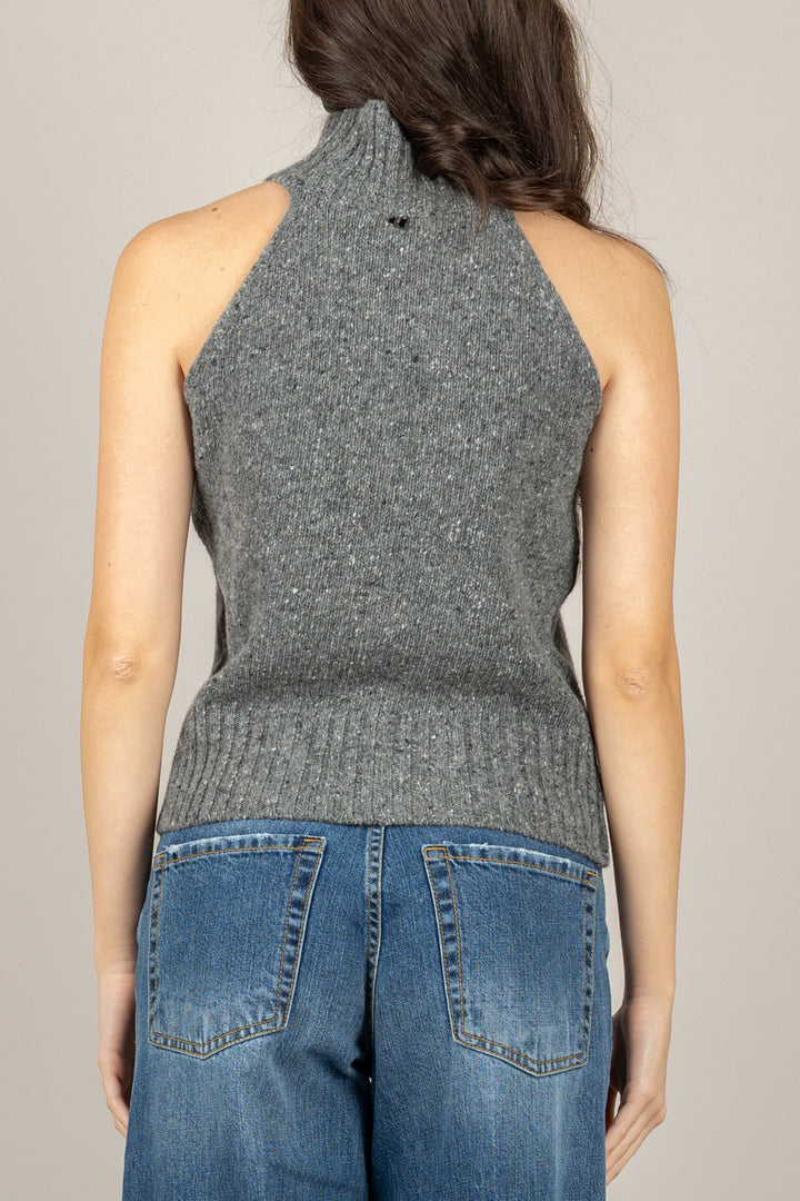 DIXIE - M223Y220 - CANOTTA IN LANA COLLO ALTO SMANICATA