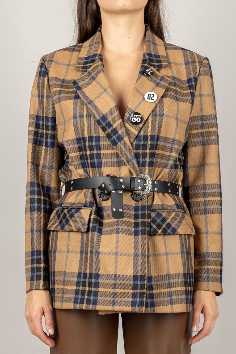 DIXIE - JDM2YODCP - GIACCA IN LANA CON CINTA E SPILLE