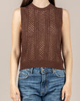 VICOLO - 2AB2177 - MAGLIA CROCHET FONDENTE