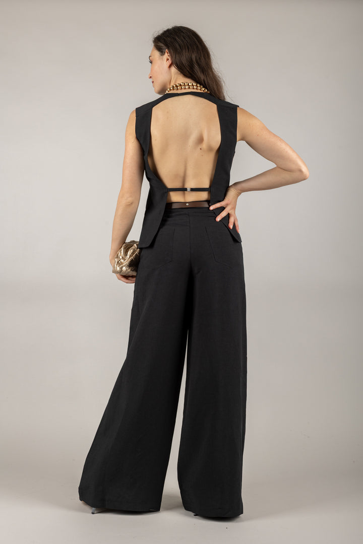 TENSIONE IN - 25P7641 - PANTALONE PALAZZO CON CINTA