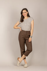 VICOLO - UAB0317 - T-SHIRT SERAFINO A RIGHE BURRO/MORO