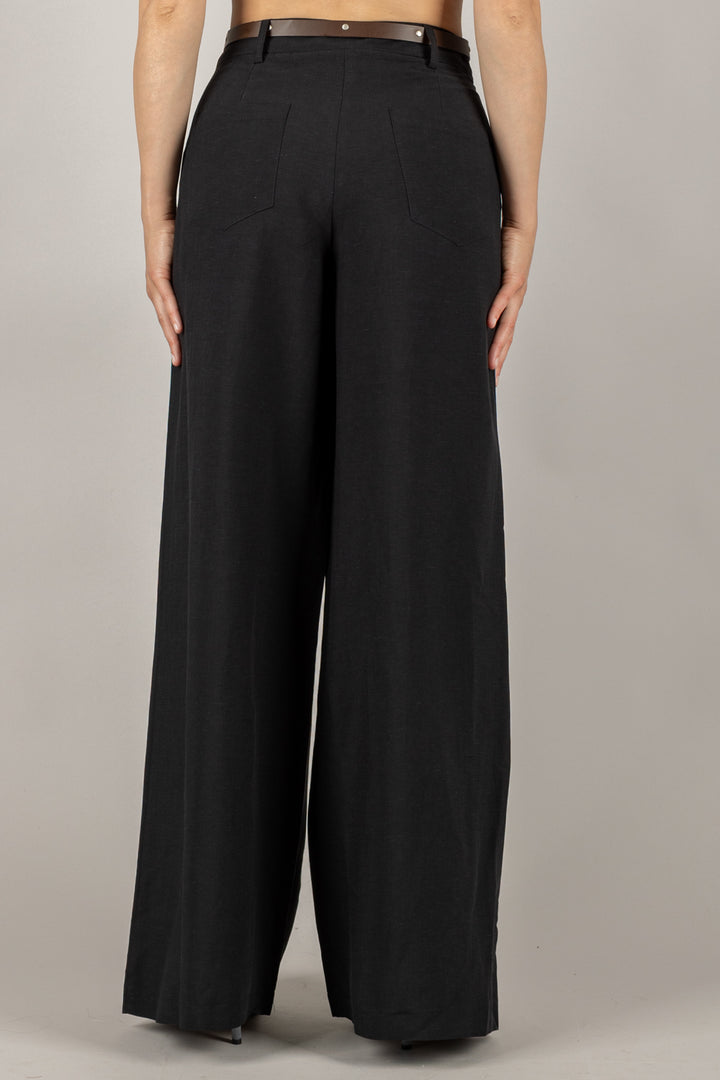TENSIONE IN - 25P7641 - PANTALONE PALAZZO CON CINTA