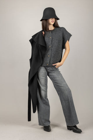 VICOLO - 33054F - GILET GIROCOLLO CON BOTTONI