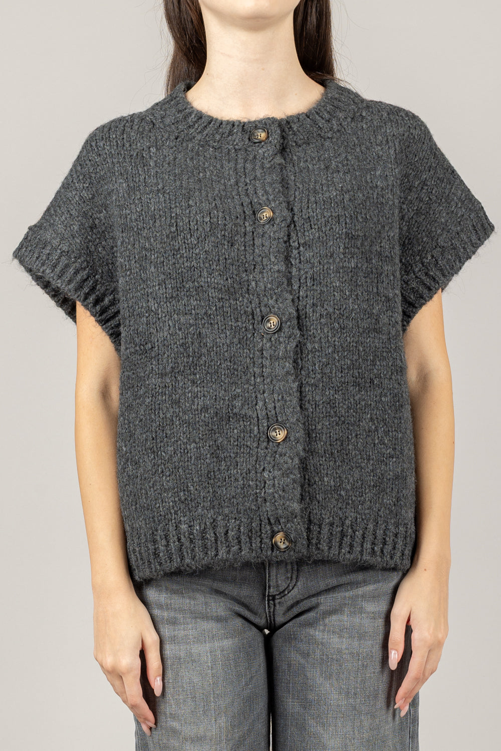 VICOLO - 33054F - GILET GIROCOLLO CON BOTTONI
