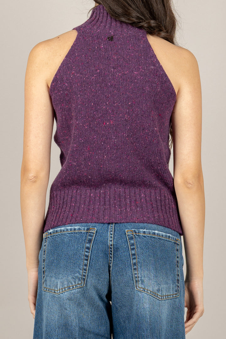 DIXIE - M223Y220 - CANOTTA IN LANA COLLO ALTO SMANICATA