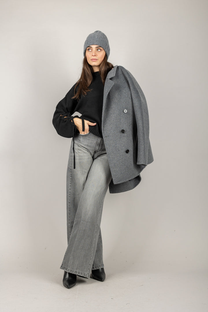 VICOLO - 77202F - MAGLIA GIROCOLLO MANICA CON LACCI