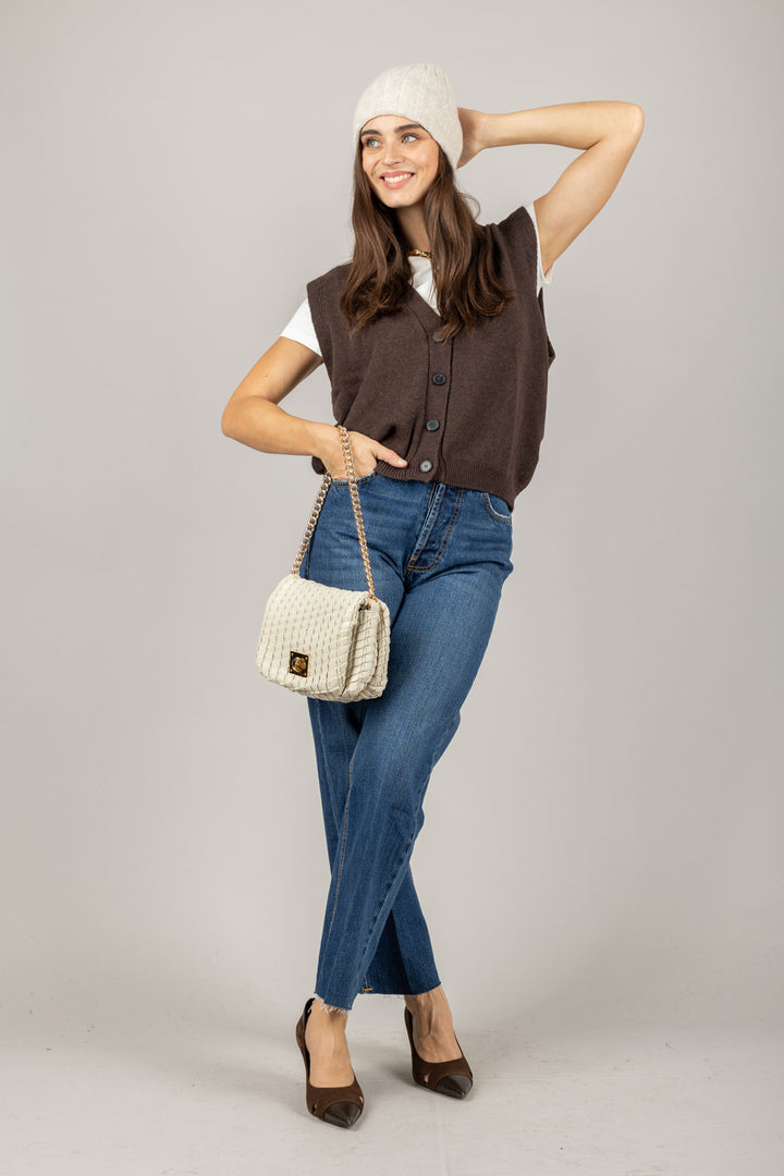 VICOLO - 77277F - GILET SCOLLO A V CON BOTTONI