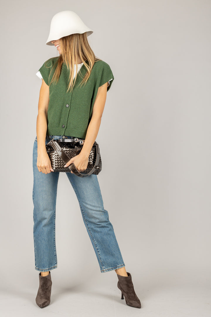 TENSIONE IN - D80014 - GILET SCOLLO A V CON BOTTONI