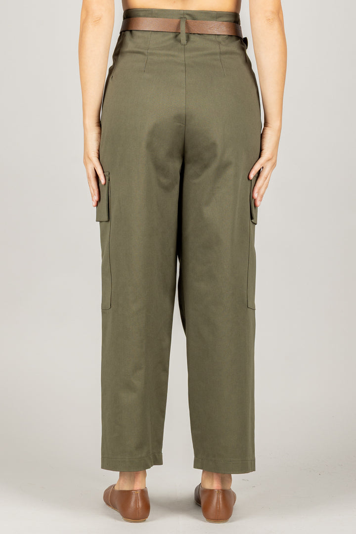 VICOLO - TF0842 - PANTALONE CARGO CON PINCES CON CINTA