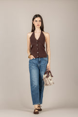VICOLO - 2AB2157 - TOP SCOLLO HALTER FONDENTE