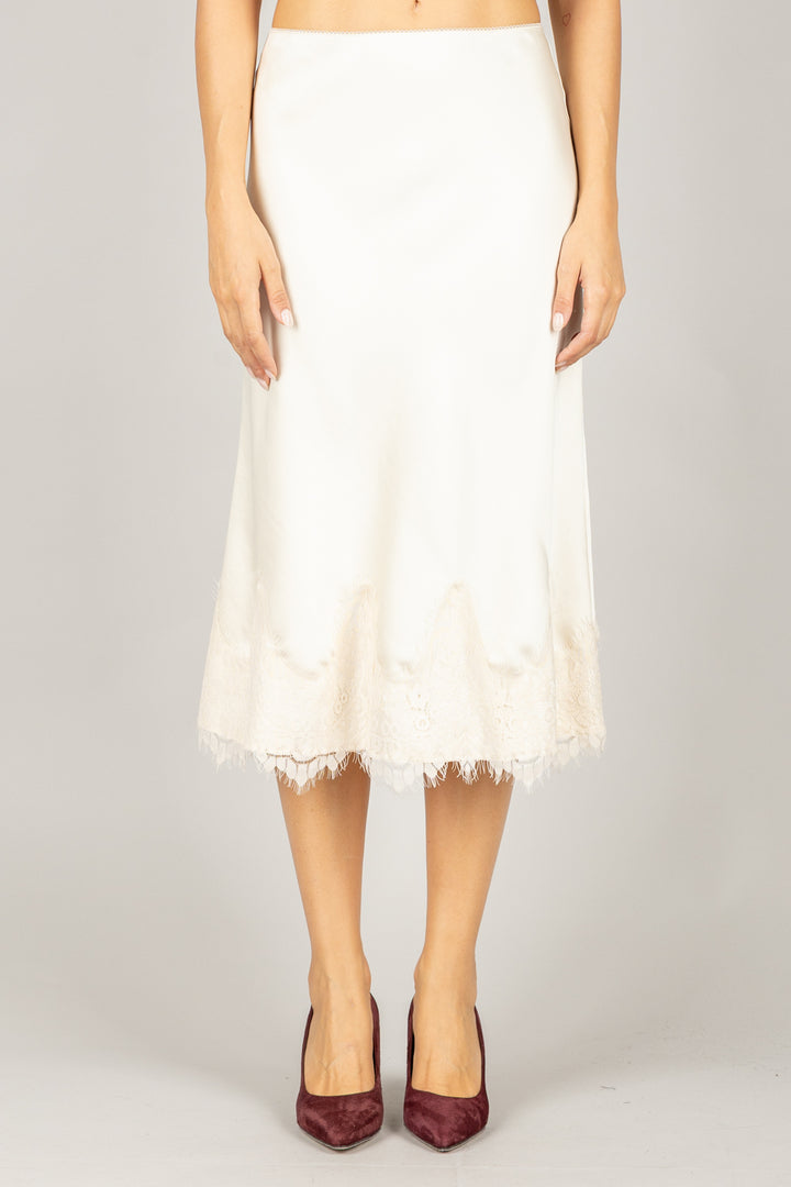 TENSIONE IN - 37660 - GONNA IN SATIN CON PIZZO