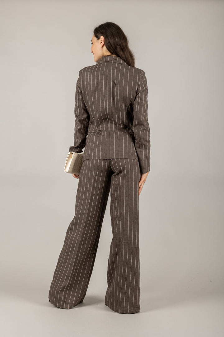 VICOLO - TD1977 - PANTALONE GESSATO MISTO LINO
