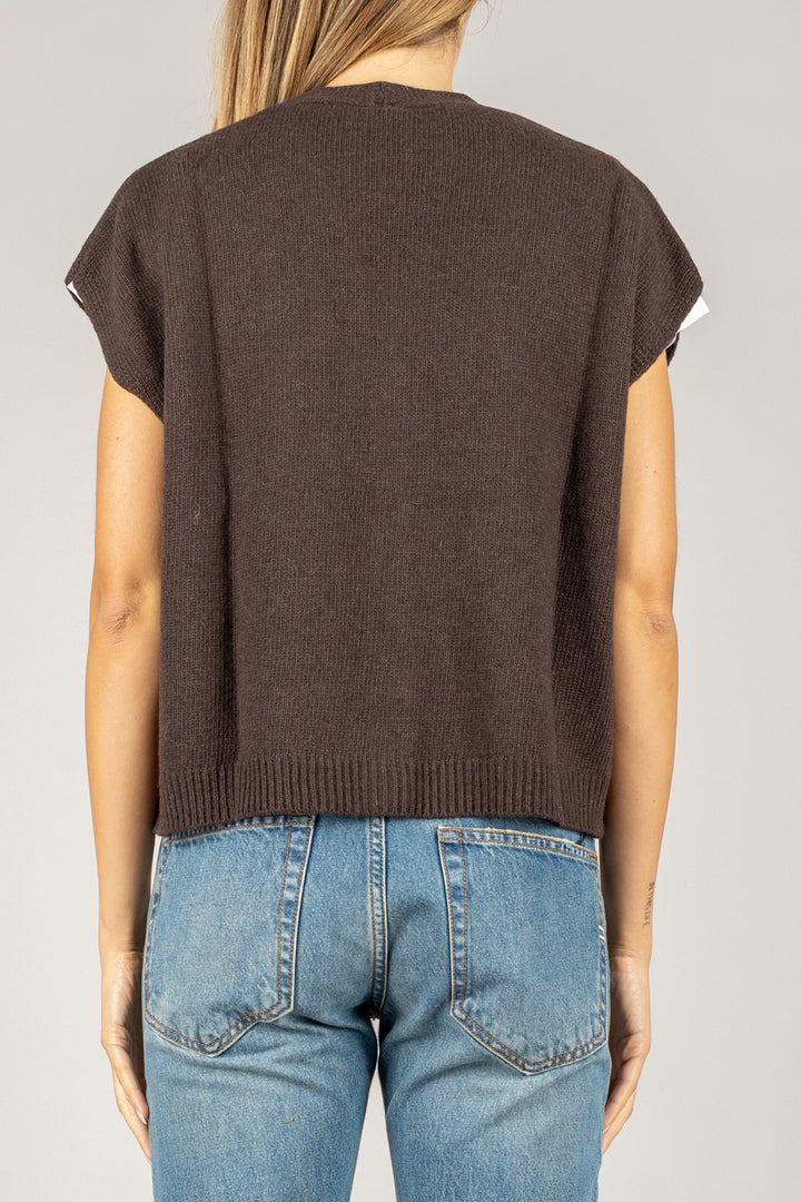 TENSIONE IN - D80014 - GILET SCOLLO A V CON BOTTONI