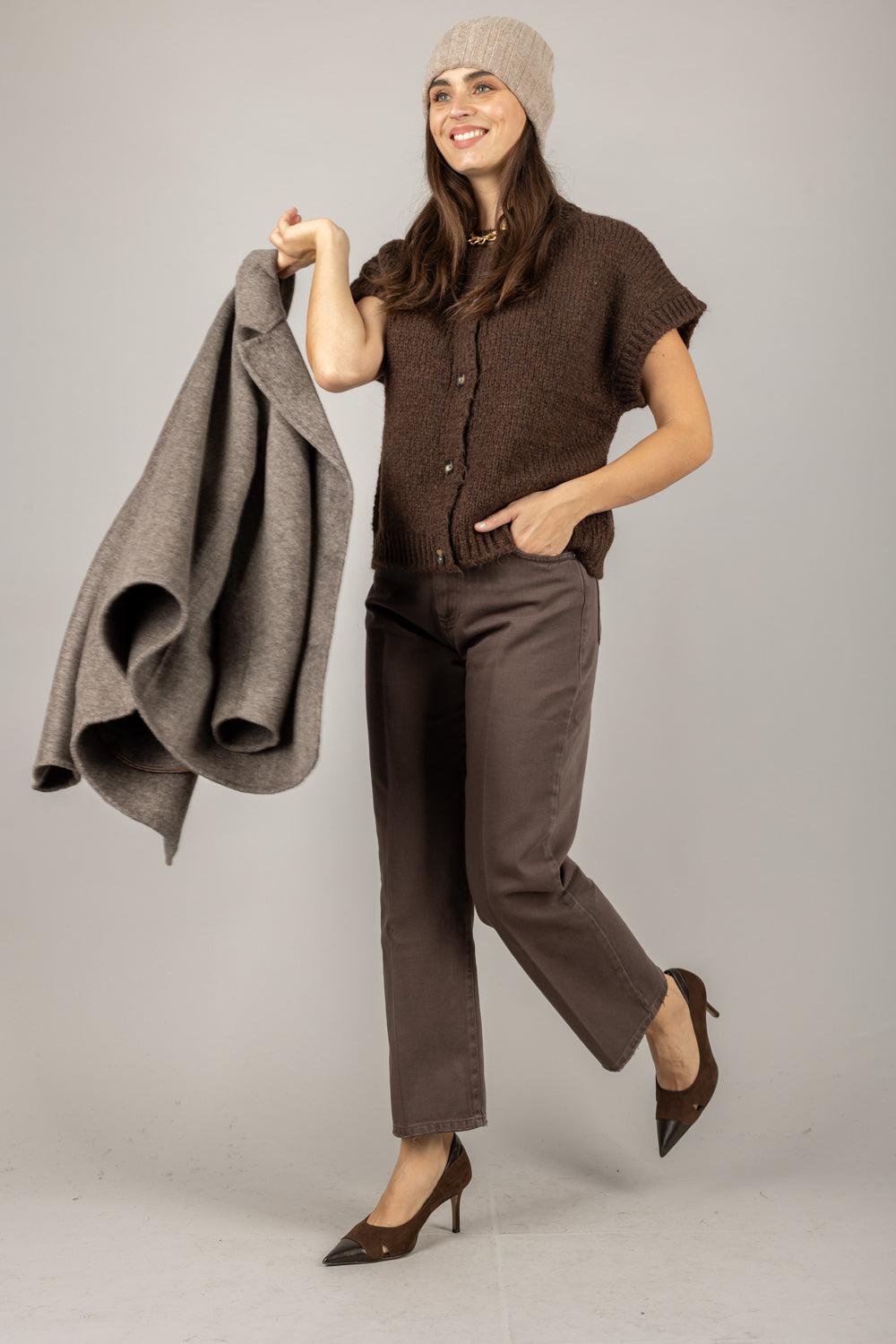 VICOLO - 33054F - GILET GIROCOLLO CON BOTTONI