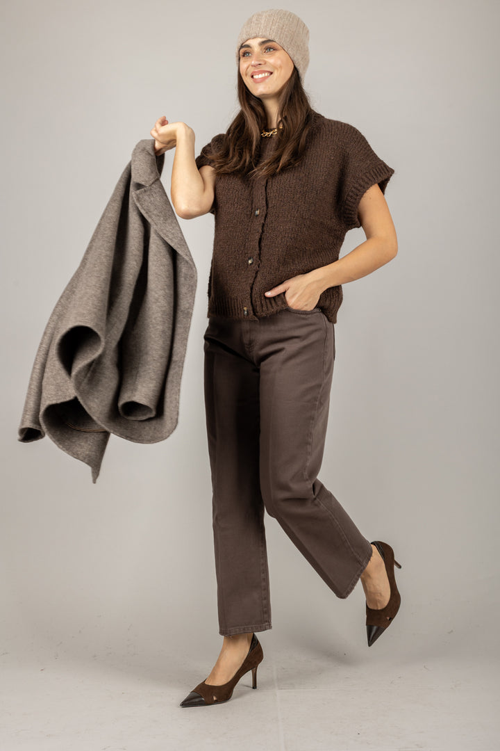 VICOLO - 33054F - GILET GIROCOLLO CON BOTTONI