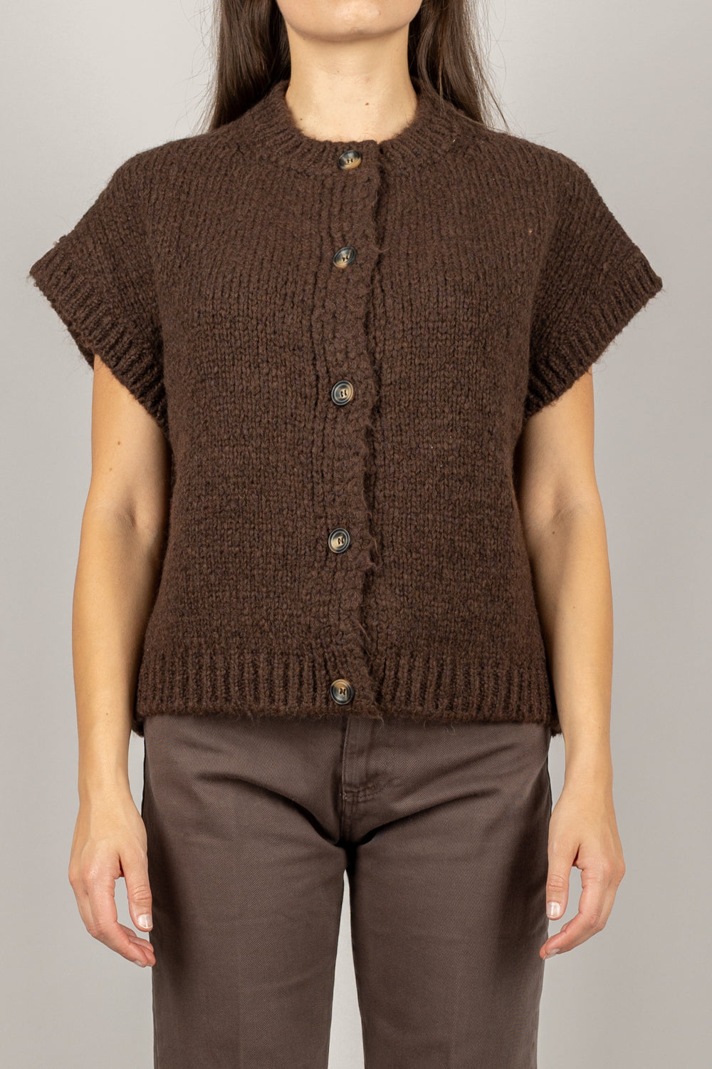 VICOLO - 33054F - GILET GIROCOLLO CON BOTTONI