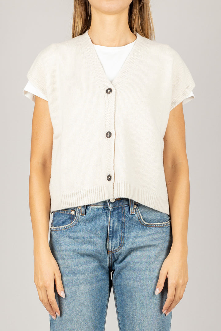 TENSIONE IN - D80014 - GILET SCOLLO A V CON BOTTONI