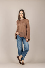 VICOLO - 3AB3026 - MAGLIA IN FETTUCCIA MORO
