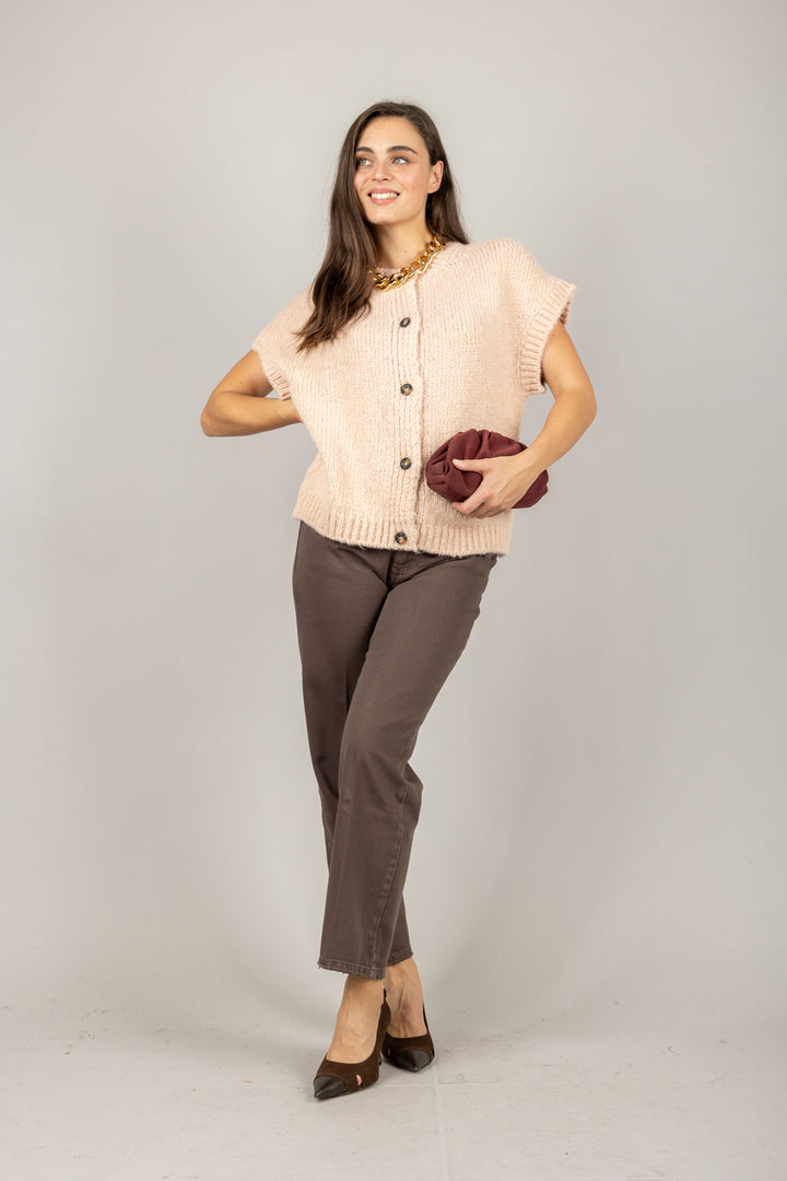 VICOLO - 33054F - GILET GIROCOLLO CON BOTTONI