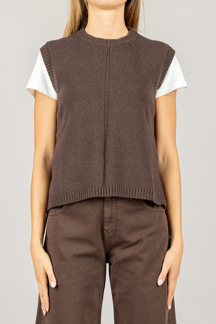 VICOLO - 77215F - GILET GIROCOLLO CON DETTAGLIO FRONTALE