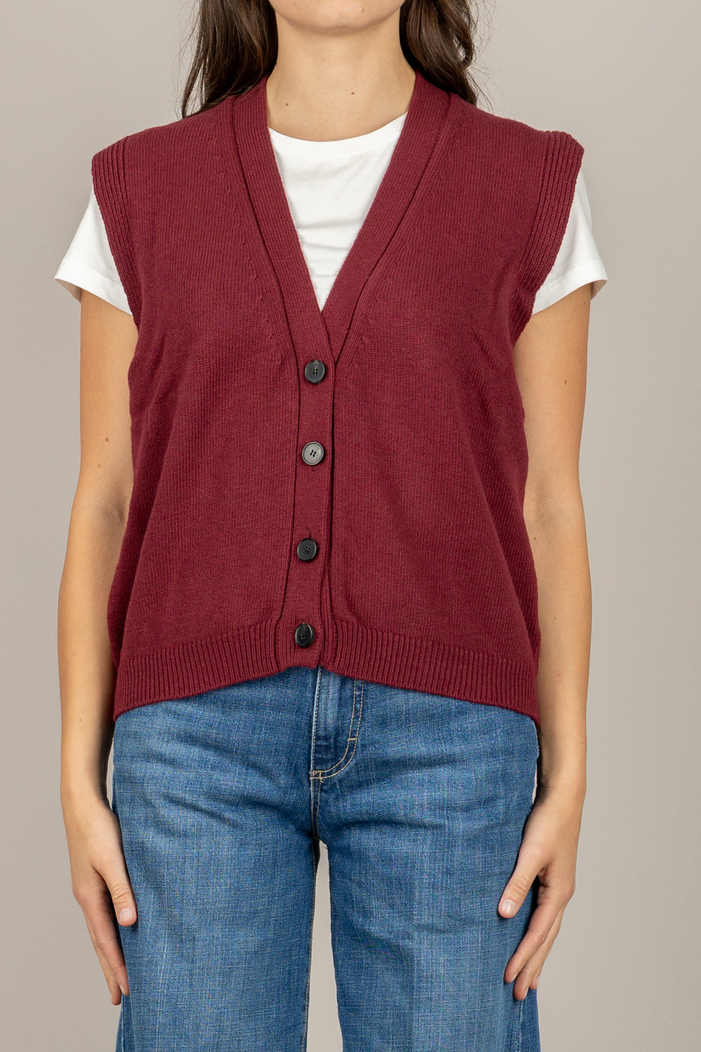 VICOLO - 77277F - GILET SCOLLO A V CON BOTTONI