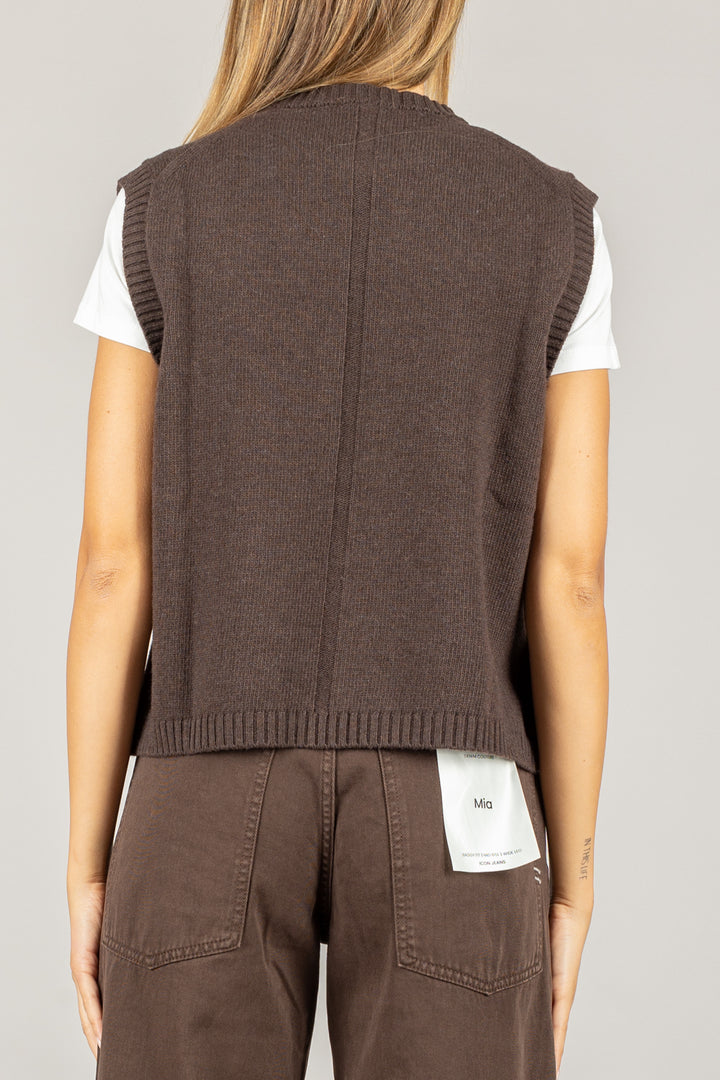 VICOLO - 77215F - GILET GIROCOLLO CON DETTAGLIO FRONTALE