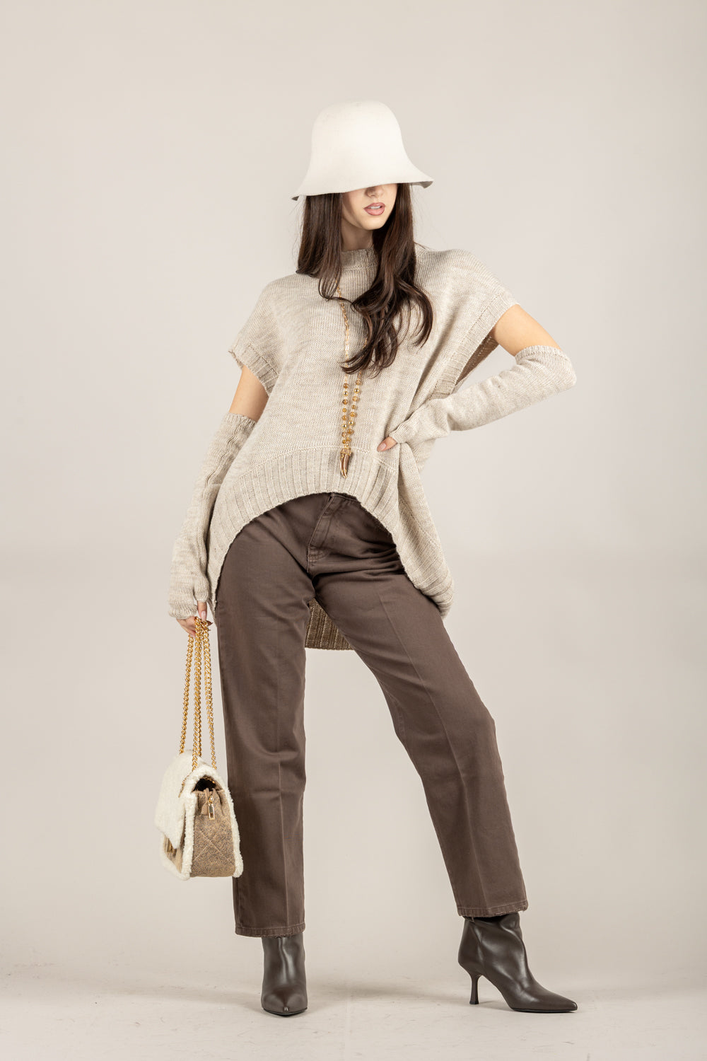 TENSIONE IN - 252PA9339 - GILET STONDATO CON MANICOTTI