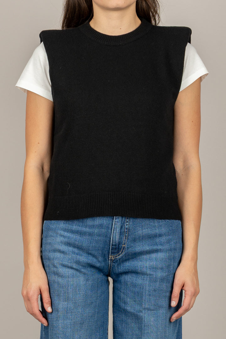 TENSIONE IN - D80088 - MAGLIA SMANICATA CON SPALLINE