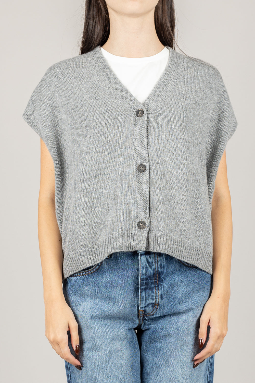 TENSIONE IN - D80014 - GILET SCOLLO A V CON BOTTONI