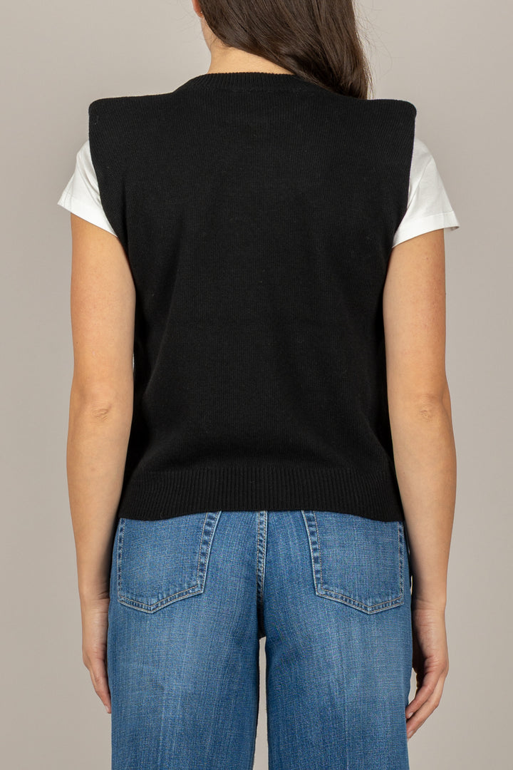 TENSIONE IN - D80088 - MAGLIA SMANICATA CON SPALLINE